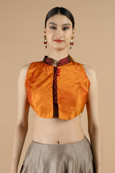 Orange Sleeveless Blouse